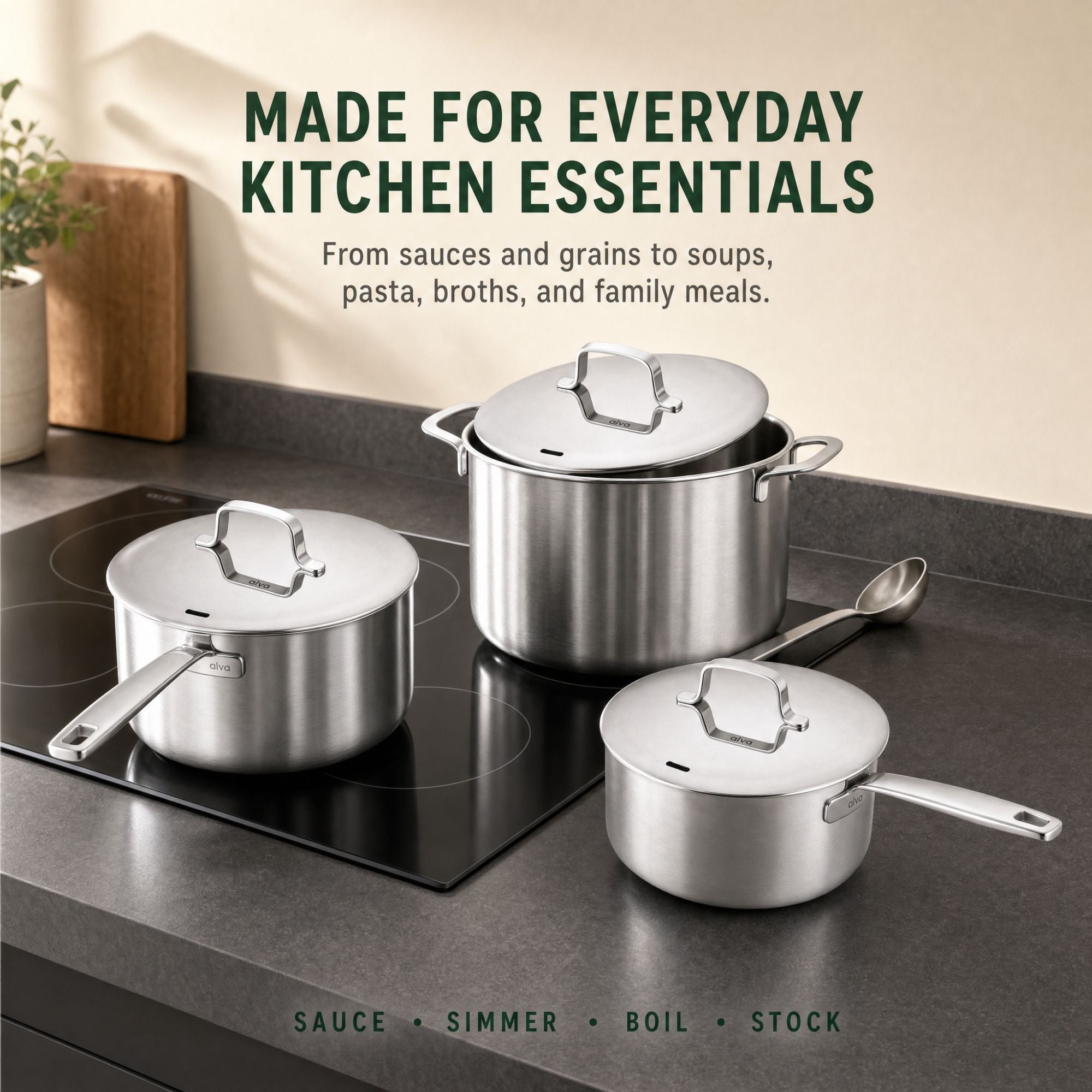 Stainless Steel Pot Set, 6-Piece