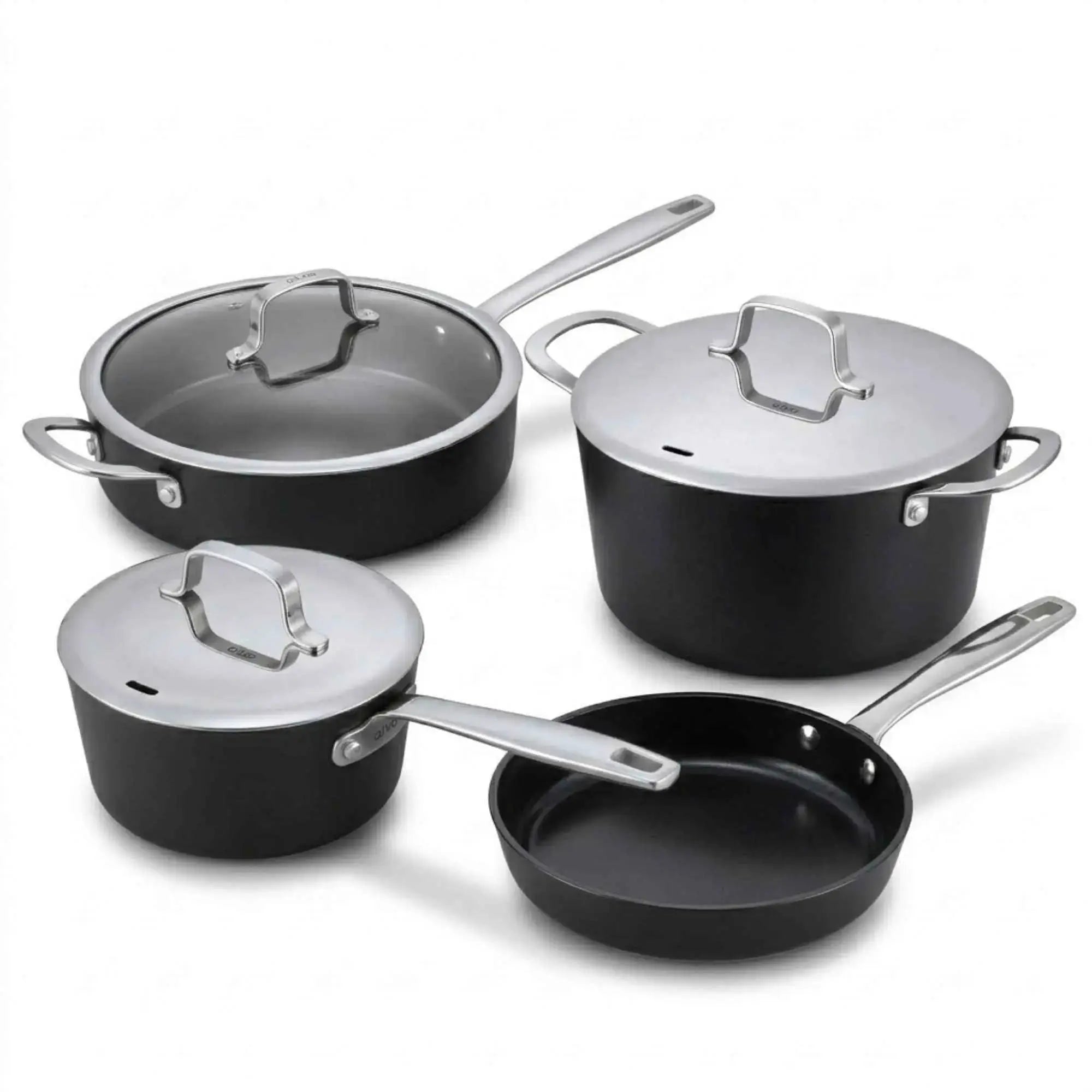 Alva Maestro ceramic nonstick seven-piece cookware set on white