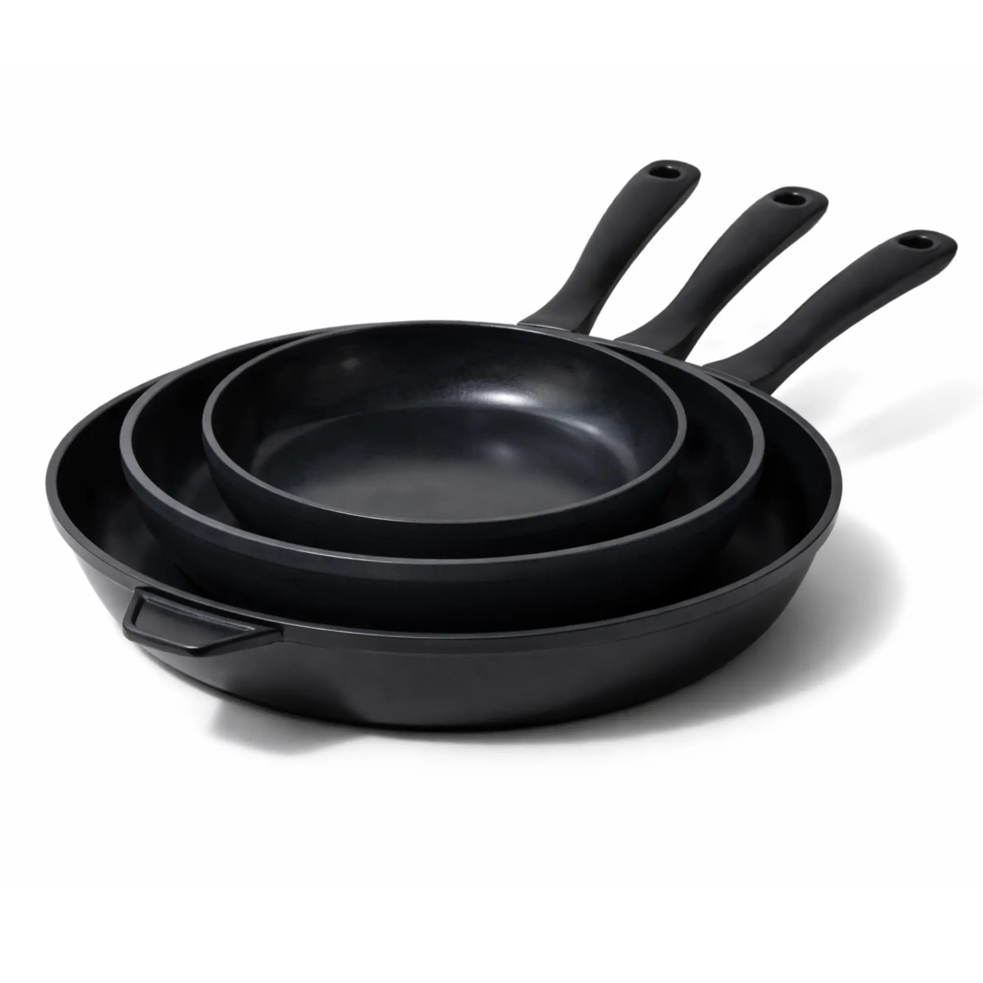 Alva Energy ceramic nonstick three-piece frying pan set on white