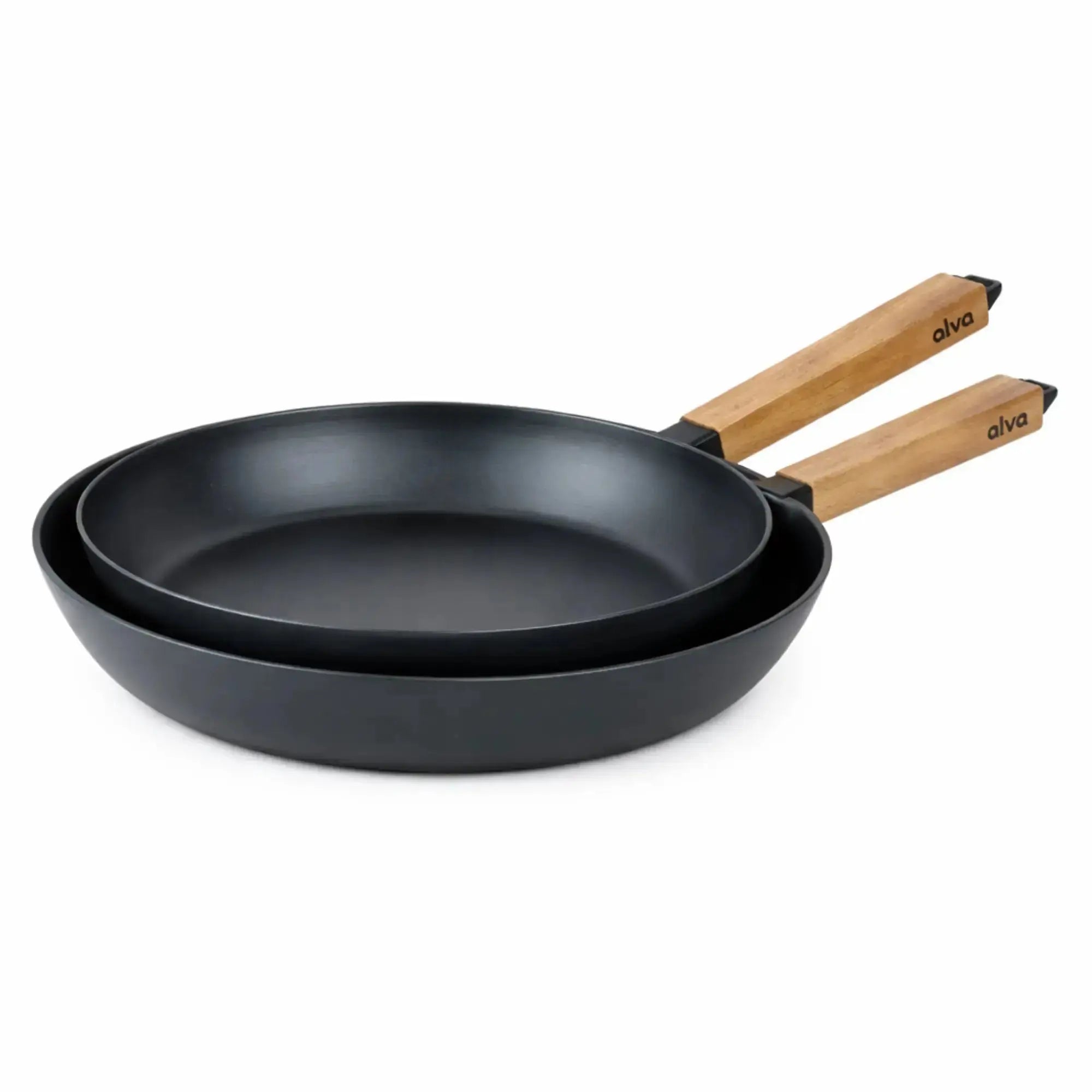 Alva two Forest carbon steel frying pan sizes on white
