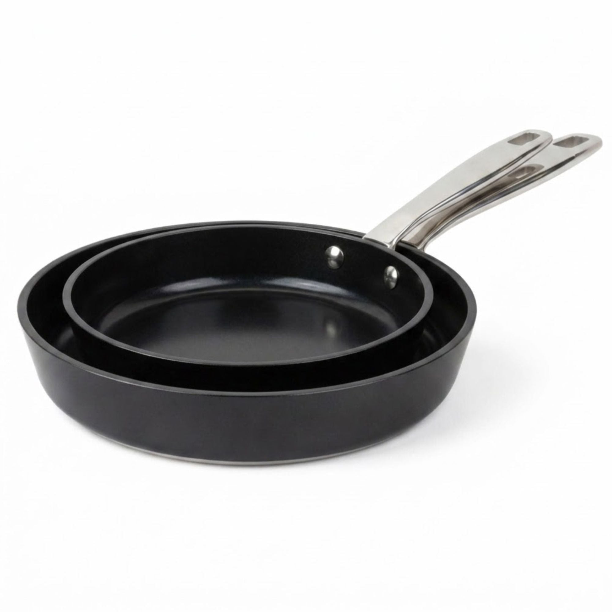 Alva two Maestro ceramic nonstick frying pan sizes nested