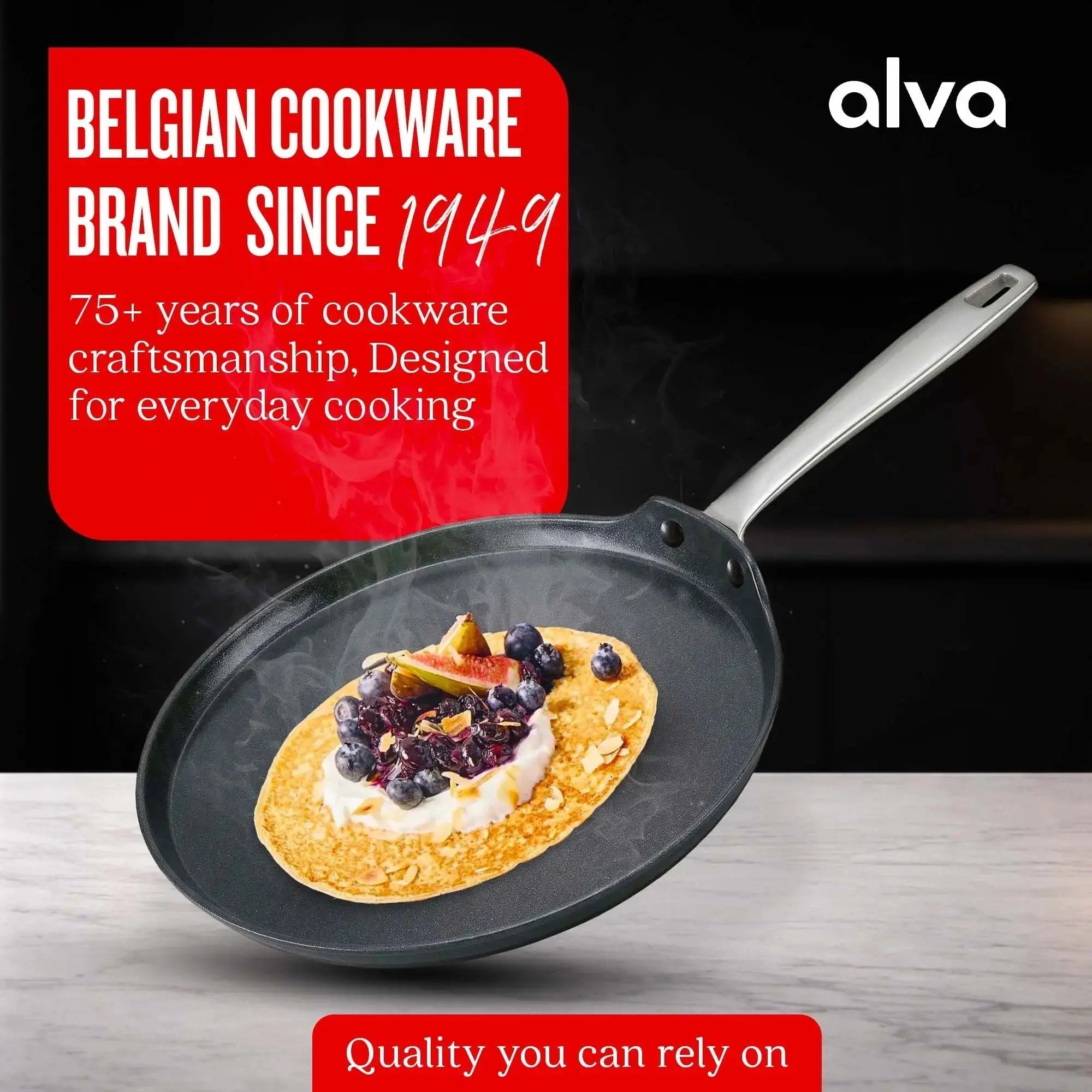 Alva Maestro ceramic nonstick crepe pan Belgian heritage