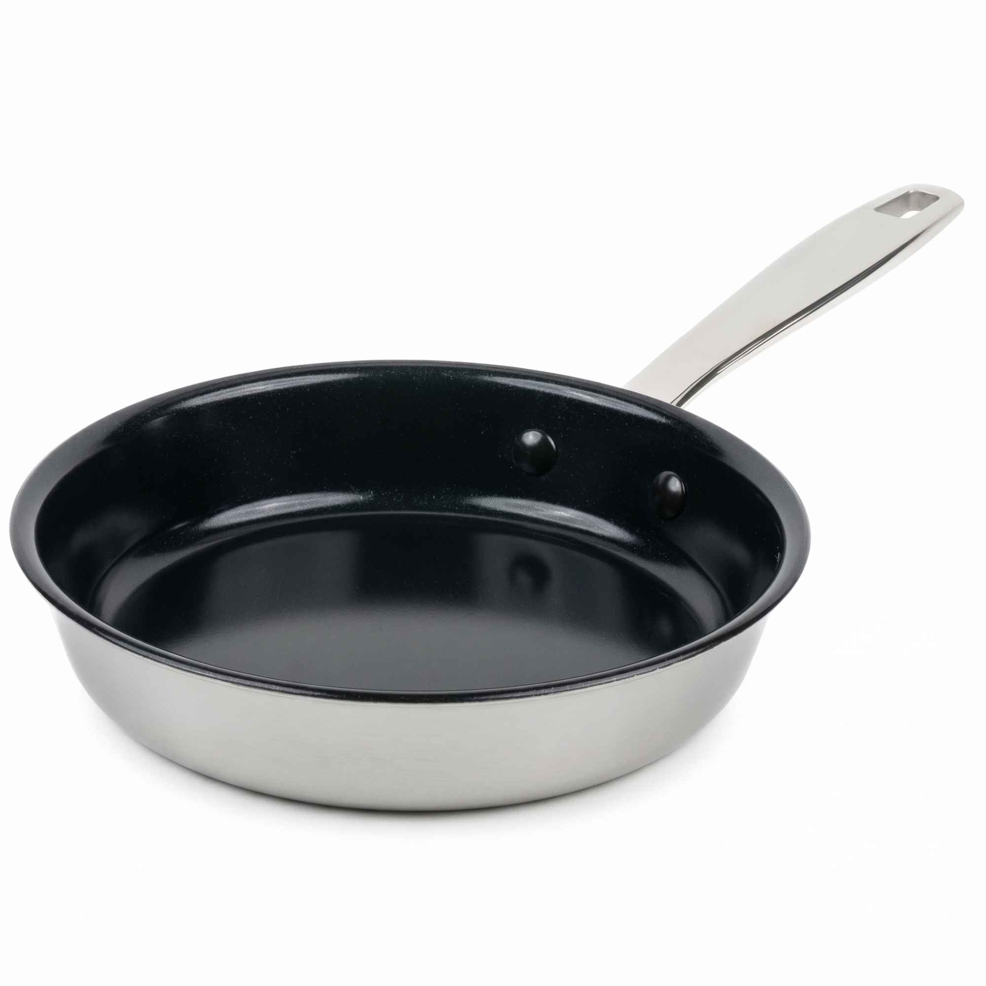 Alva Maestro five-ply stainless steel ceramic nonstick frying pan on white