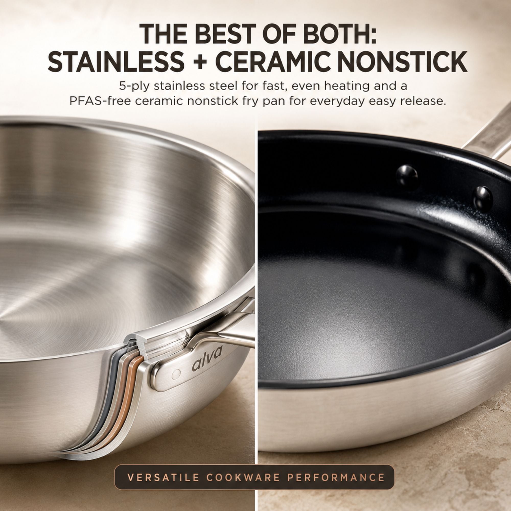 Alva Maestro stainless and ceramic nonstick pan comparison