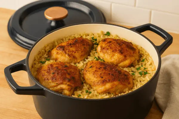 Dutch Oven Chicken and Rice - Alva Cookware