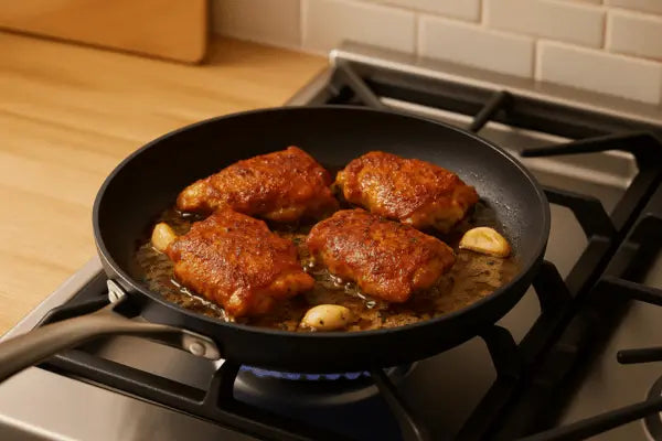 Easy Pan Seared Chicken Thighs with Garlic Butter - Alva Cookware