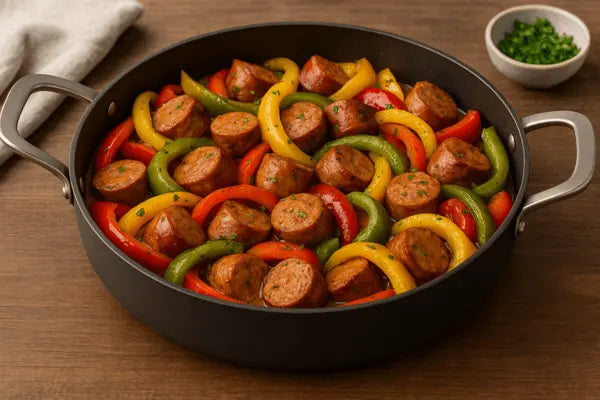 Skillet Sausage and Peppers Recipe for Bold, One-Pan Flavor - Alva Cookware