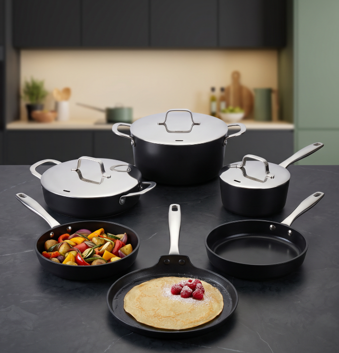 Alva ceramic cookware set in a modern kitchen