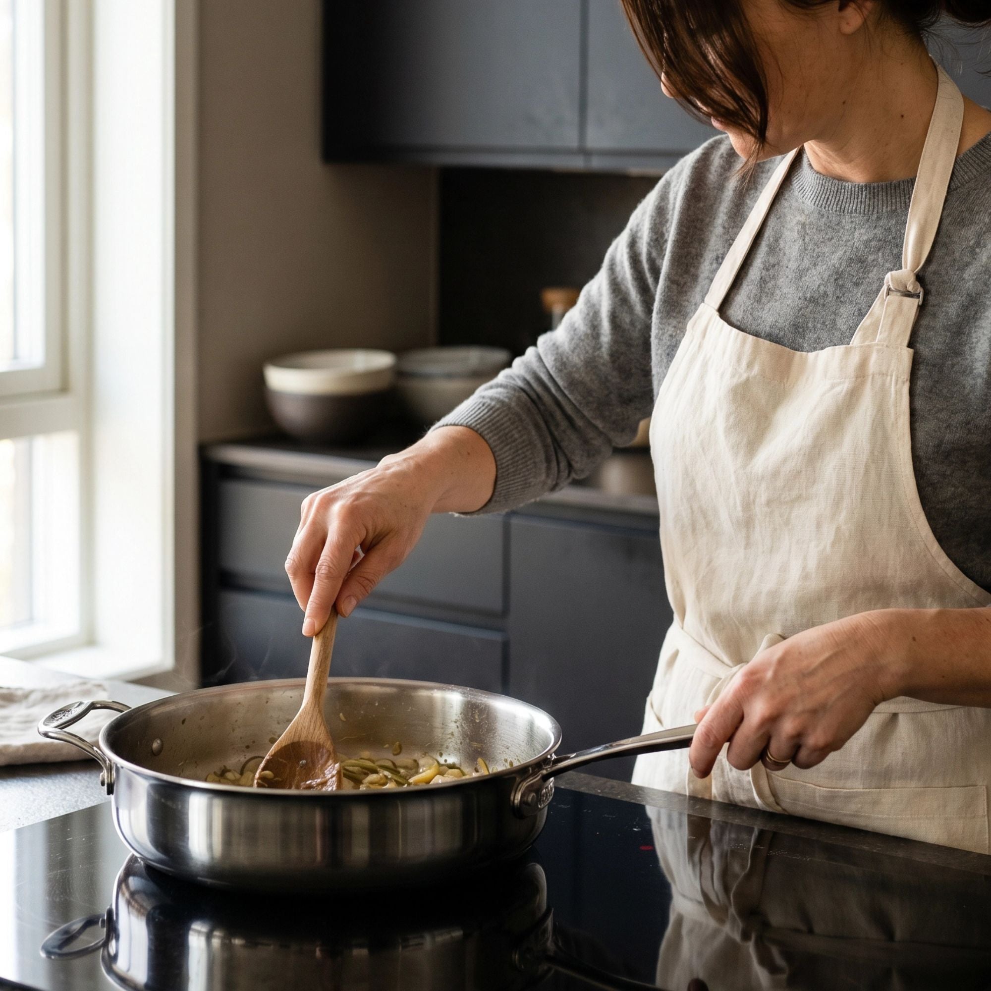 Alva Maestro hybrid cookware used for stovetop cooking