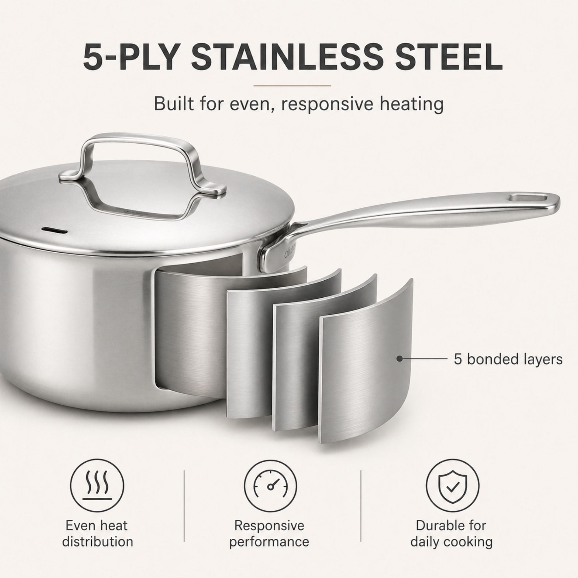 Stainless Steel Pot Set, 6-Piece