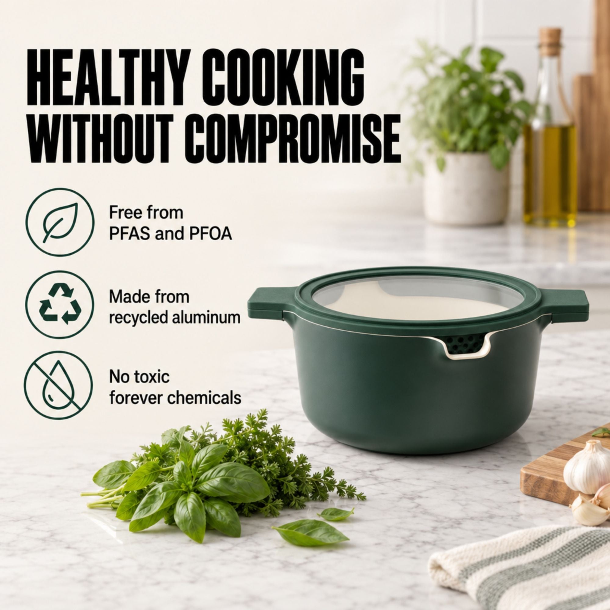 Nesting Ceramic Nonstick Cookware Set, 5-Piece | Alva Cookware