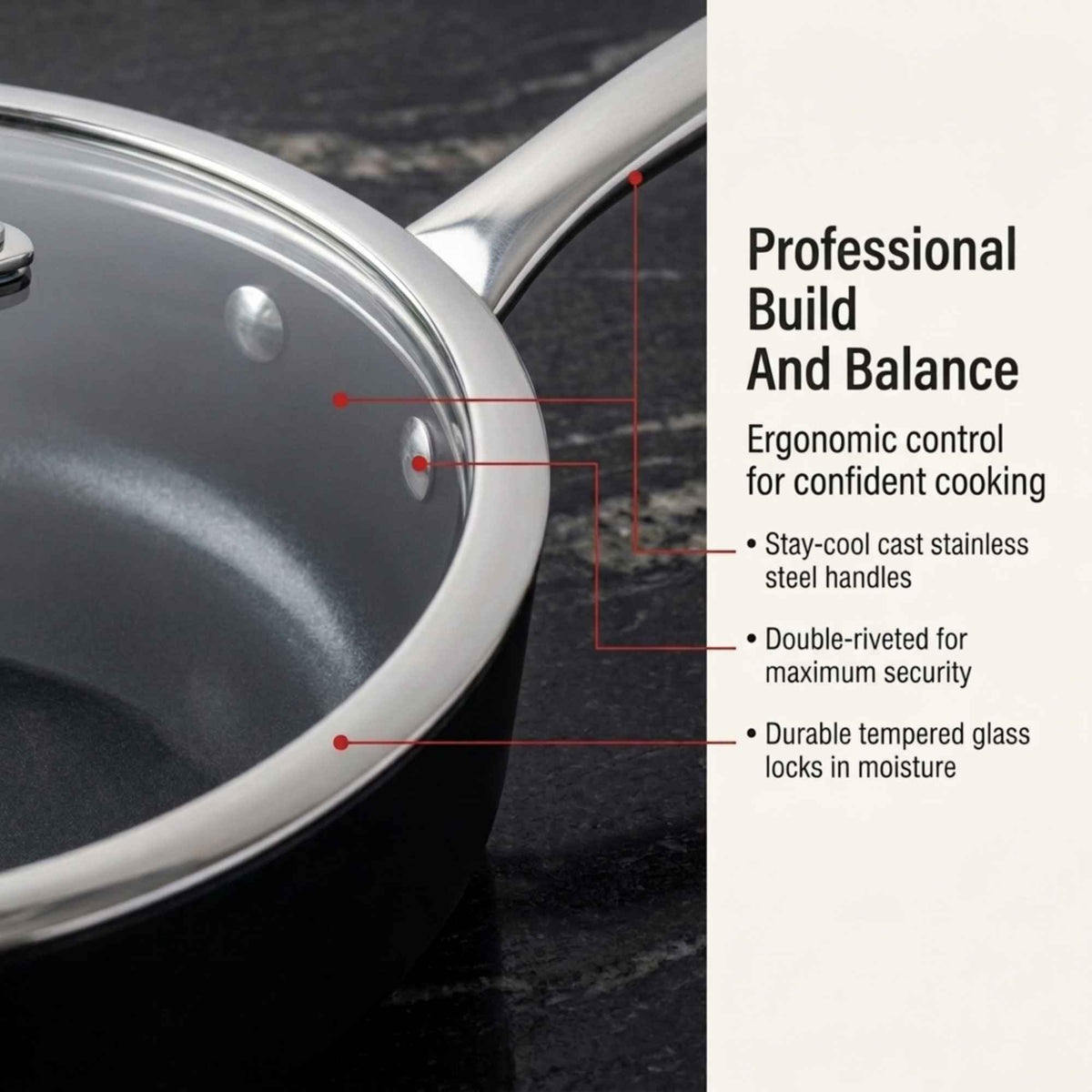 Alva Maestro ceramic nonstick frying pan cooking salmon fillets and asparagus with lemon