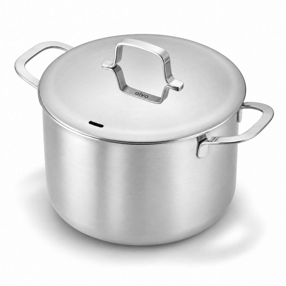 Alva Maestro 7-quart 5-ply stainless steel stock pot with stainless lid and riveted handles