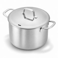 Alva Maestro 7-quart 5-ply stainless steel stock pot with stainless lid and riveted handles