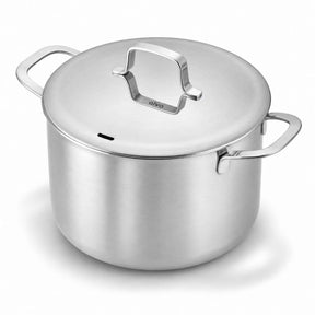 Alva Maestro 7-quart 5-ply stainless steel stock pot with stainless lid and riveted handles