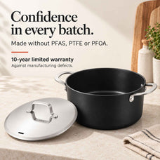 Confidence in every batch: Alva Maestro ceramic nonstick stock pot and lid, made without PFAS, PTFE or PFOA, 10-year limited warranty