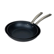 Alva two Black Angus carbon steel frying pan sizes nested