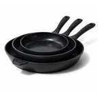 Alva Energy ceramic nonstick three-piece frying pan set on white