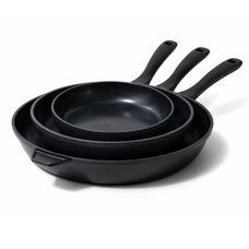 Alva Energy ceramic nonstick three-piece frying pan set on white