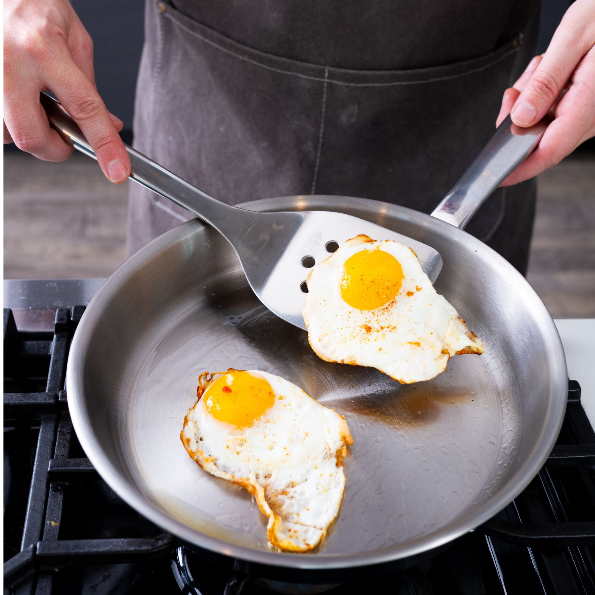 Alva stainless steel frying pan cooking fried eggs