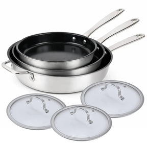 Alva Maestro ceramic nonstick frying pan set with three glass lids