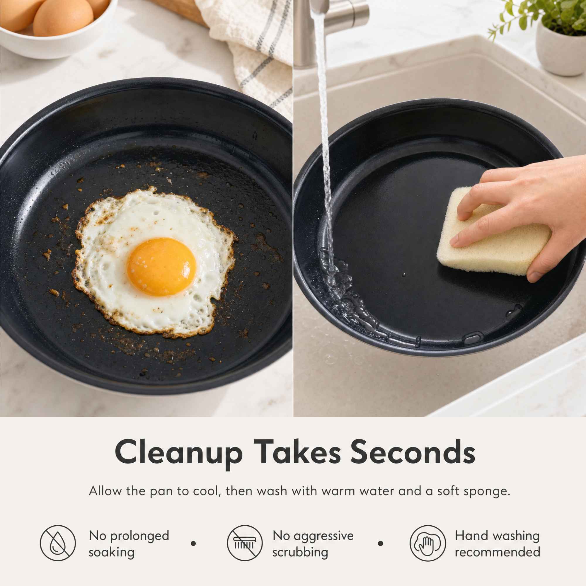 Alva Maestro ceramic nonstick pan easy-clean demonstration