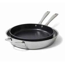 Alva stainless steel and ceramic nonstick frying pan duo on white