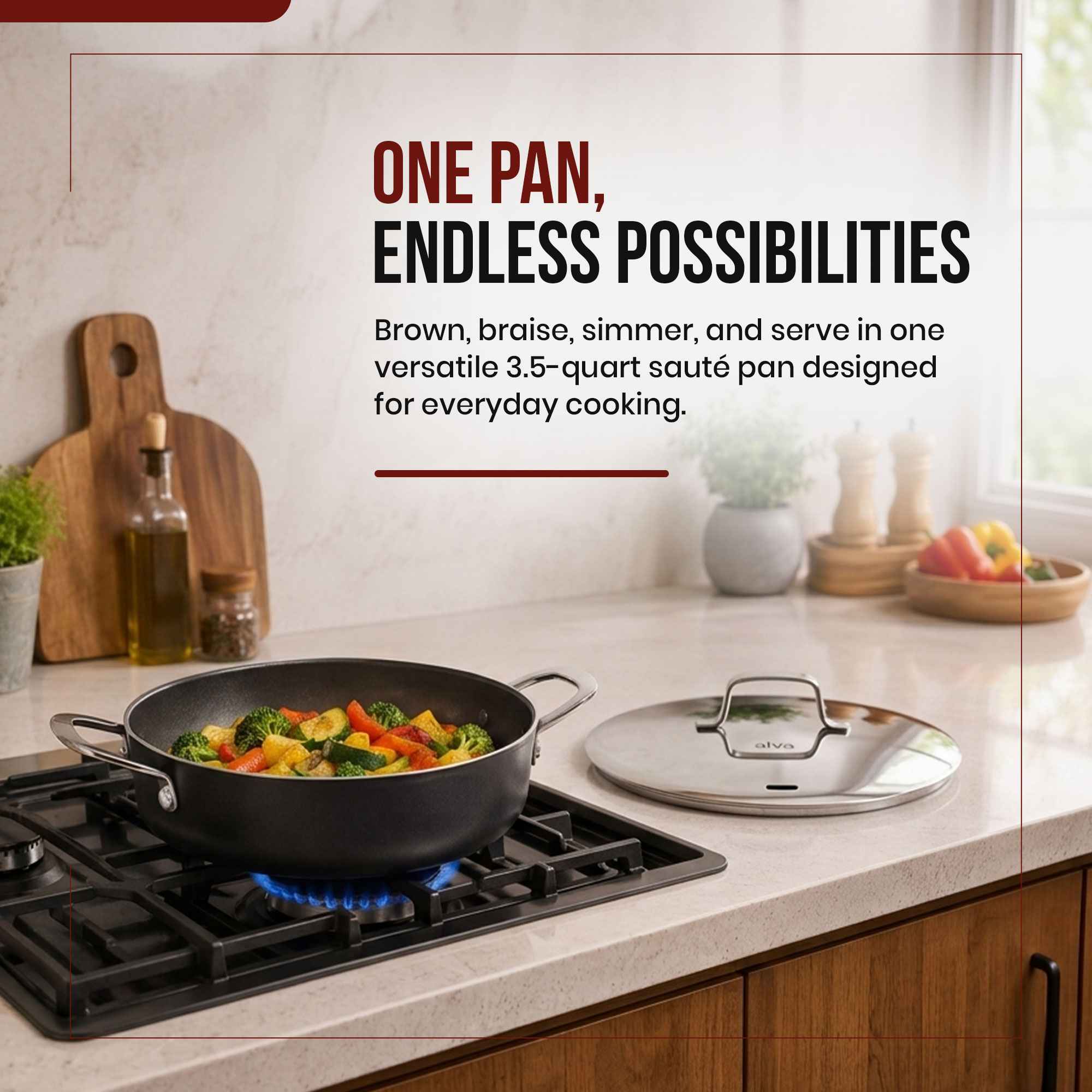 Alva Maestro ceramic nonstick sauté pan for one-pan meals