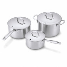 Alva Maestro six-piece stainless steel pot set with fitted lids