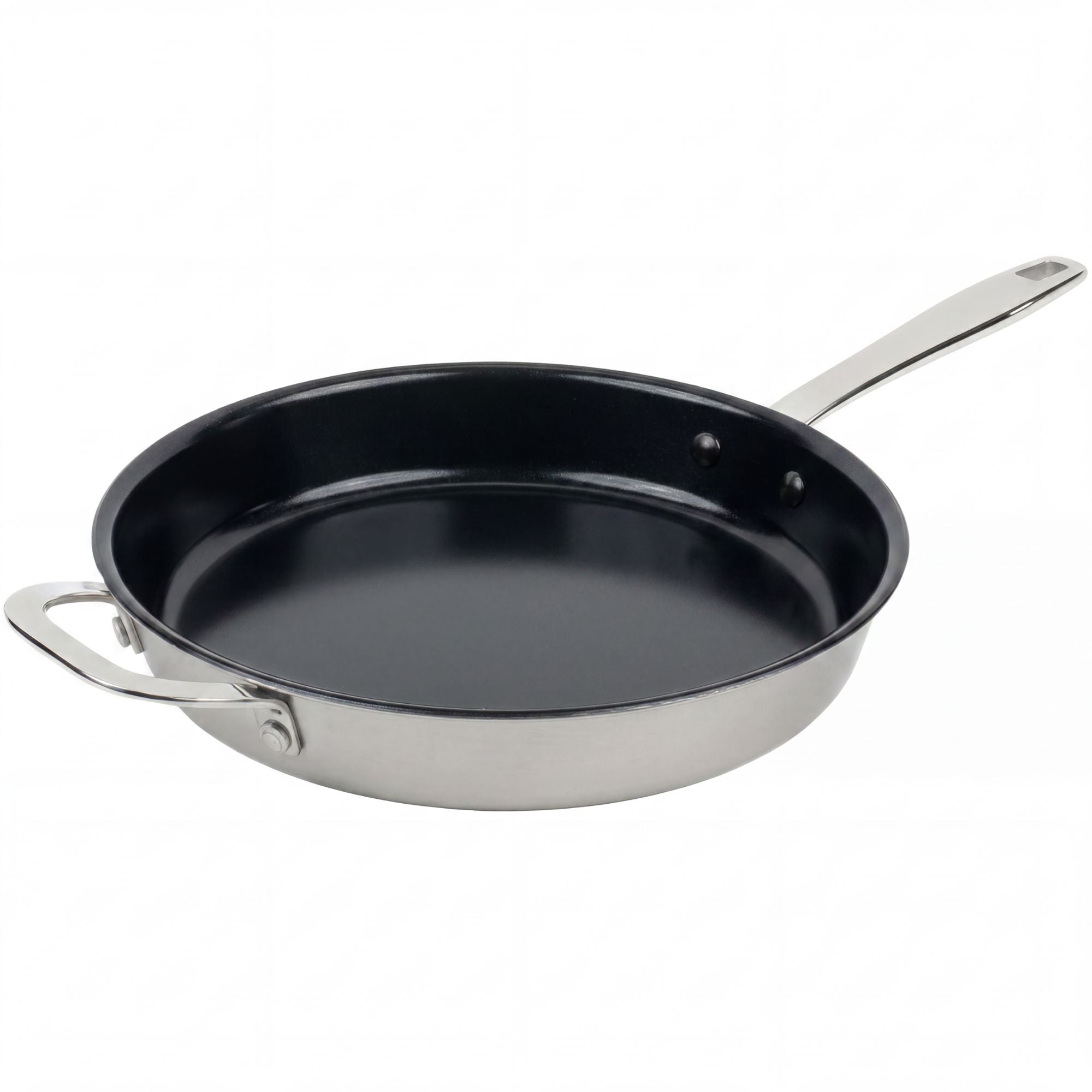 Alva 11-inch ceramic nonstick stainless frying pan on white
