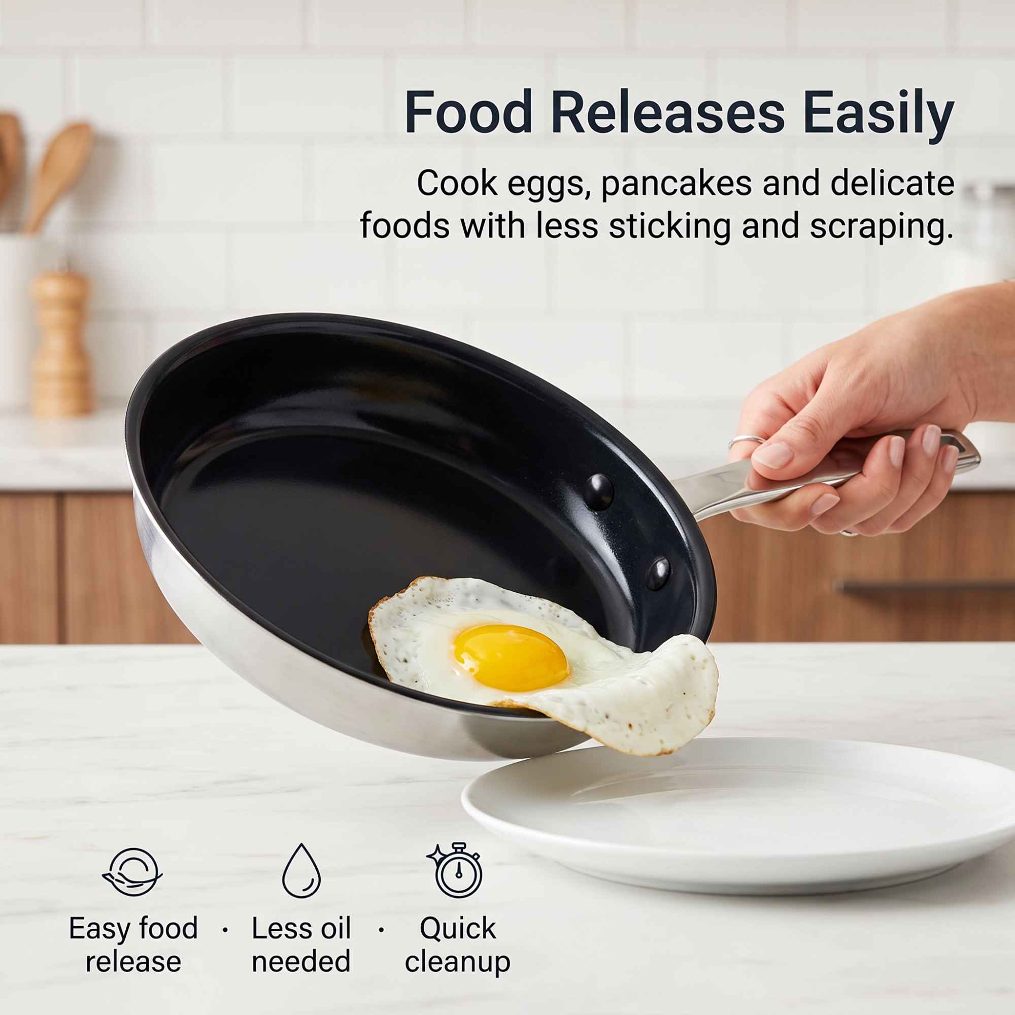 Alva ceramic nonstick frying pan easy food-release feature