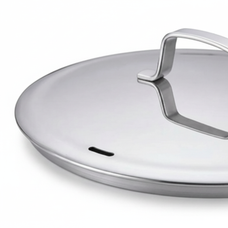 Alva stainless steel stock pot fitted lid and steam-vent detail