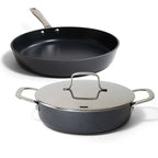 Alva Maestro ceramic nonstick frying pan and sauté pan set on white