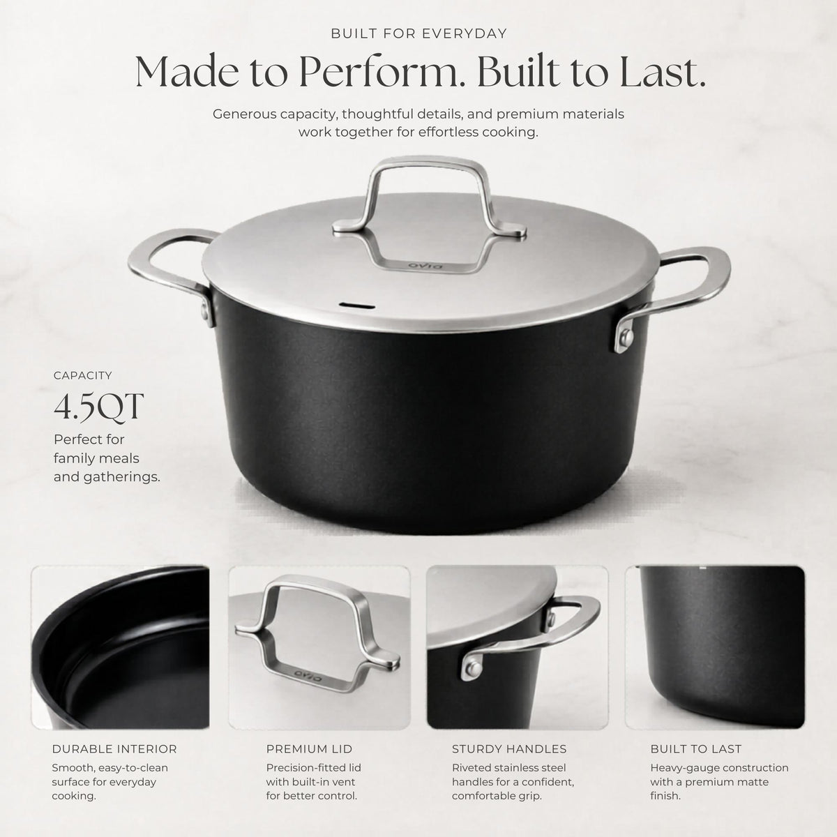 Alva Maestro ceramic nonstick stock pot capacity and construction details