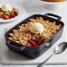 Alva Nori cast iron roasting pan serving berry crumble
