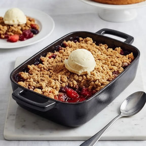 Alva Nori cast iron roasting pan serving berry crumble