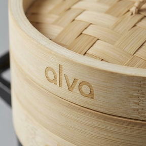 Alva Nori bamboo steamer Alva logo detail