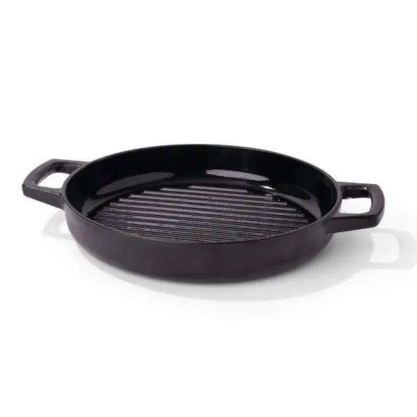 Alva Nori enameled cast iron grill pan on white