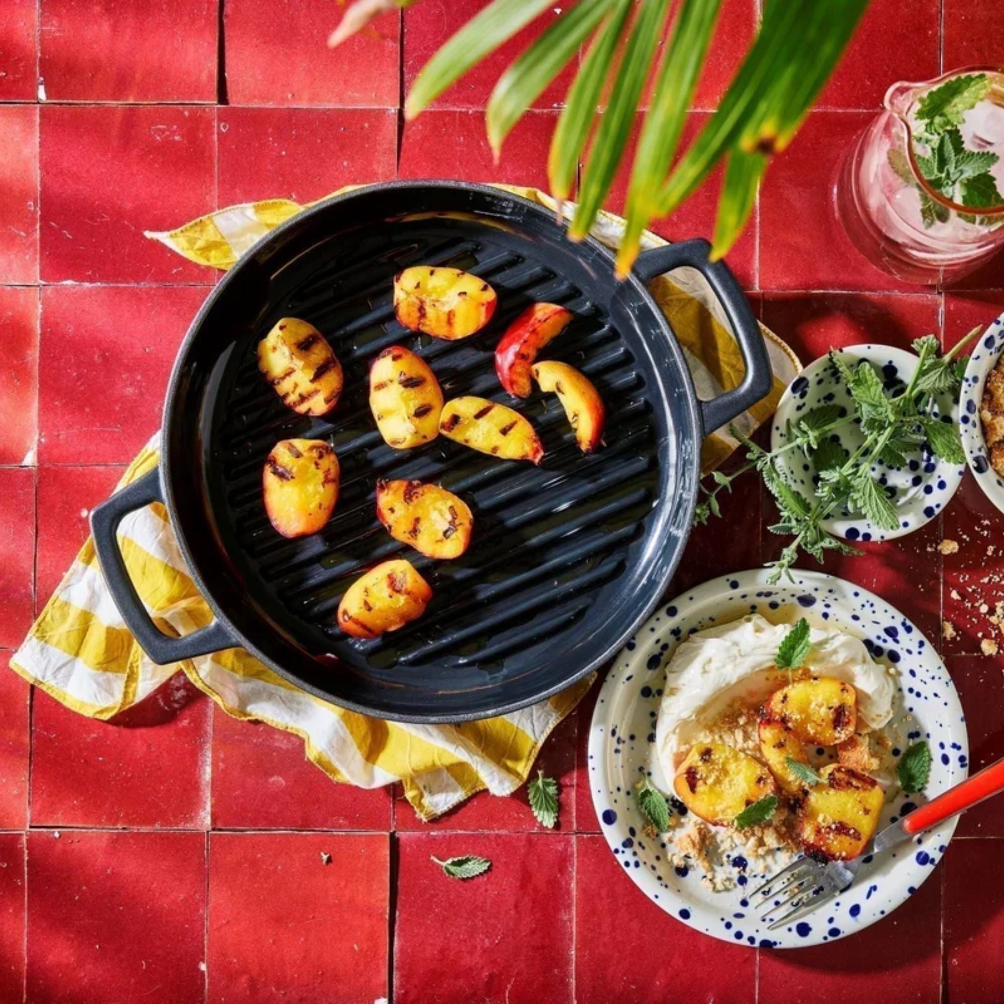 Alva Nori cast iron grill pan serving grilled vegetables