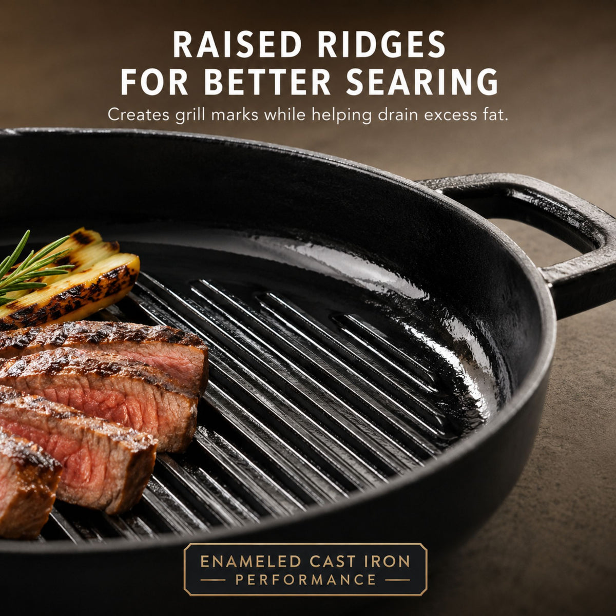 Alva Nori raised grill ridges searing steak