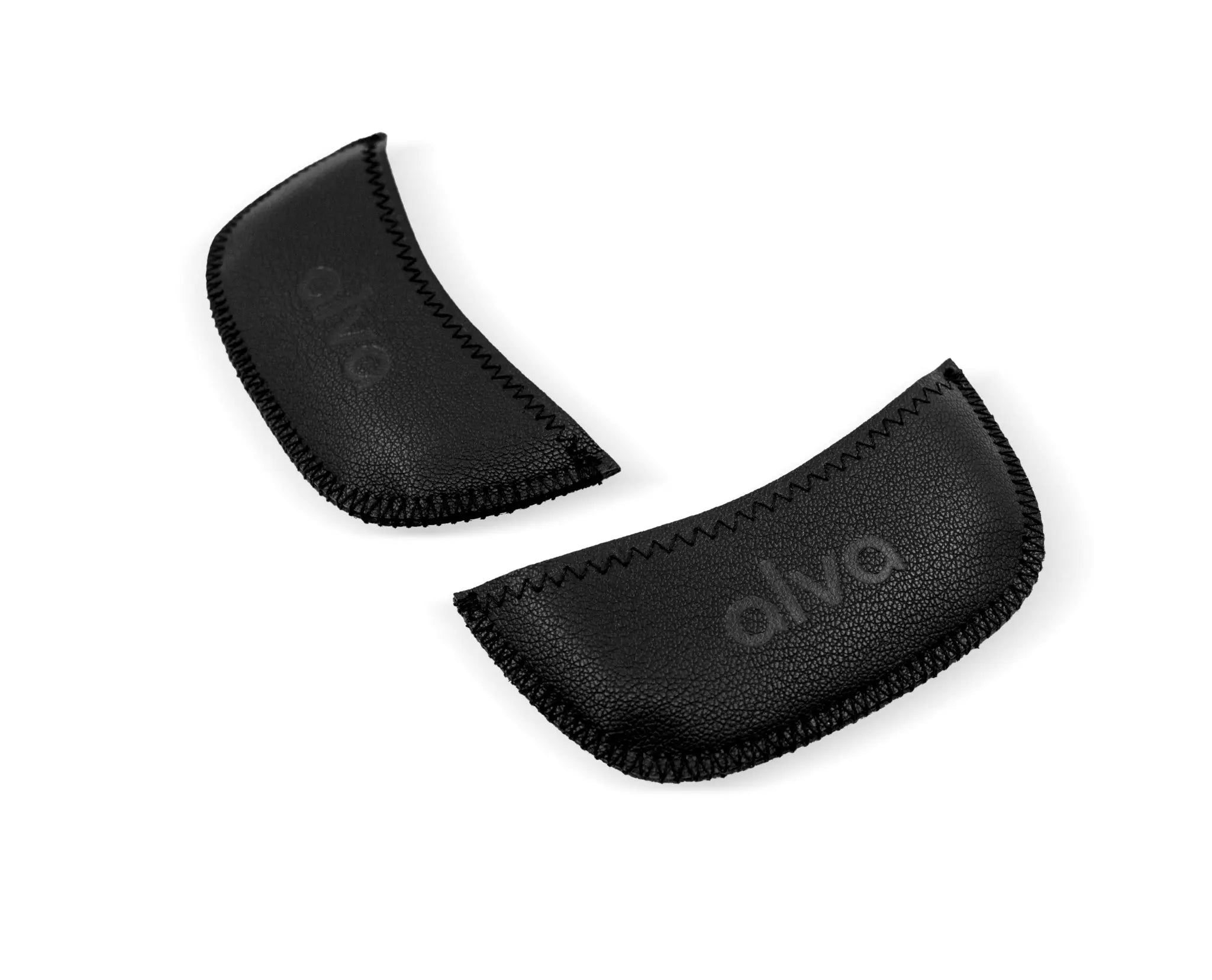Alva Nori black leather pan handle grips with stitched edges