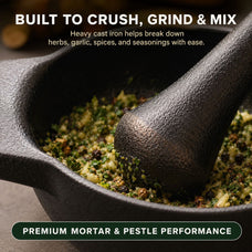 Alva Nori cast iron pestle grinding fresh herbs