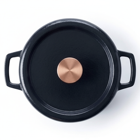 Alva Nori round Dutch oven top view with lid