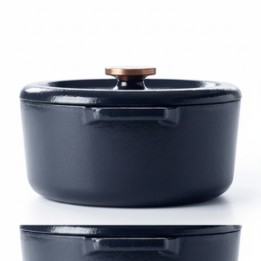 Alva Nori round enameled cast iron Dutch oven side profile